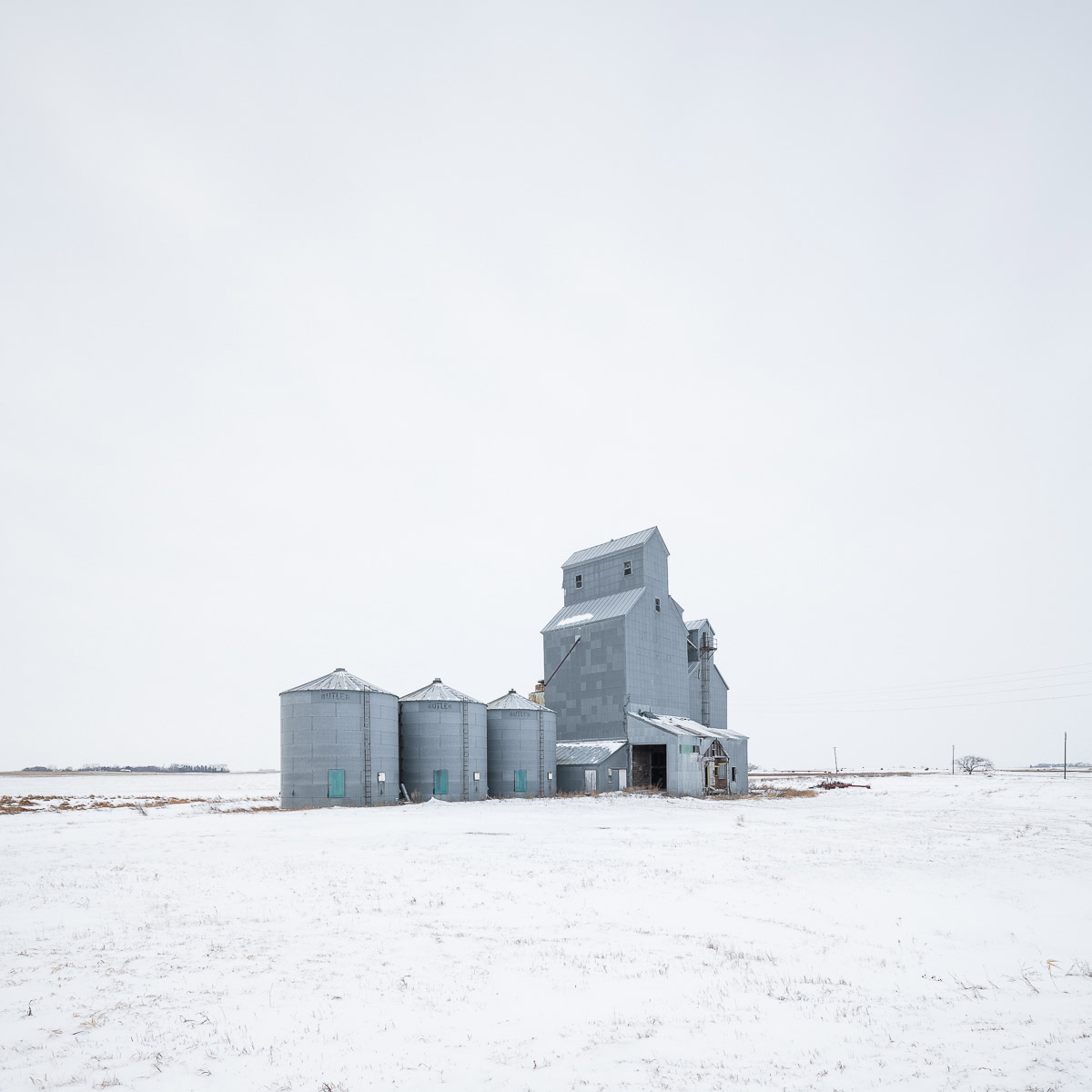 An old building in the winter in North Dakota