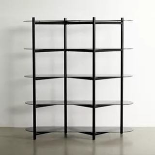 geometric wide black bookshelf