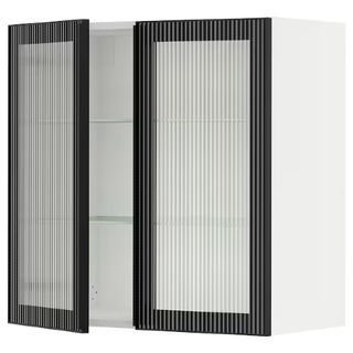 Ikea Sektion wall unit in black with fluted glass