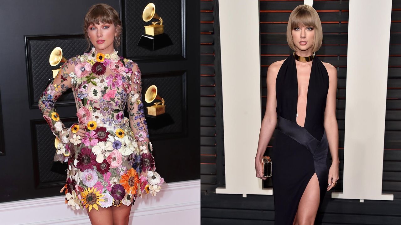 taylor swift best gowns flower mini black maxi