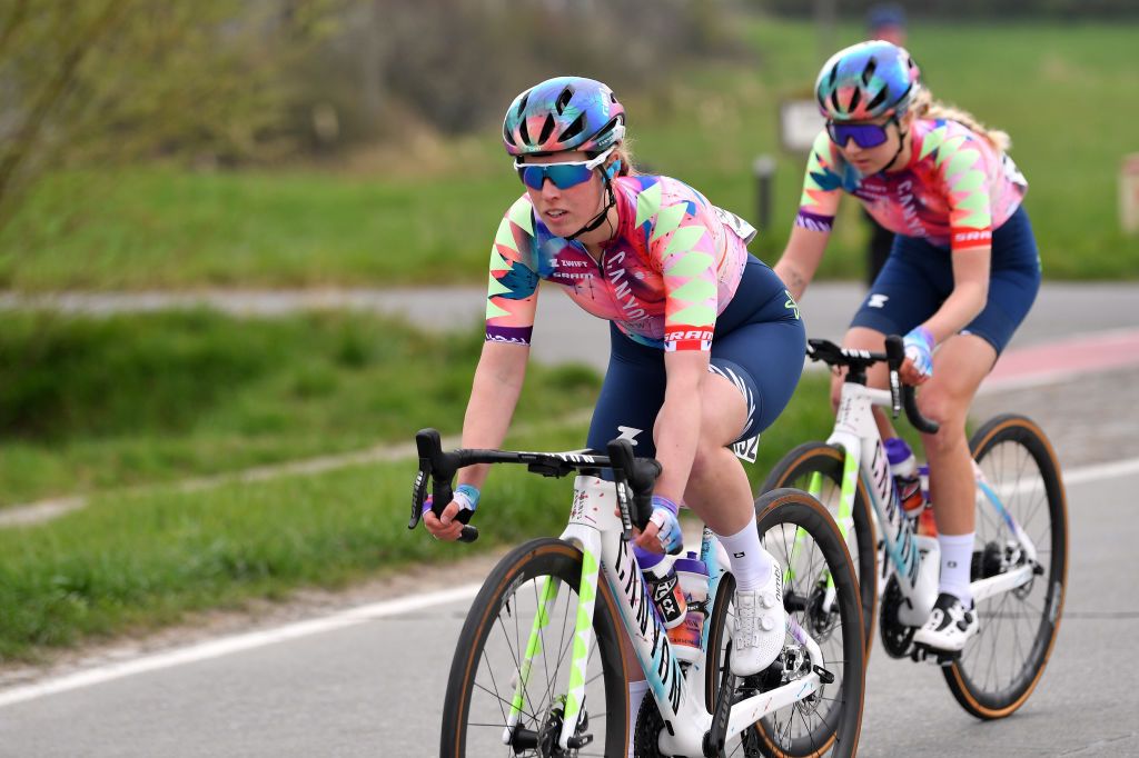 WEVELGEM BELGIUM MARCH 27 Alice Barnes of United Kingdom and Team Canyon SRAM Racing competes during the 11th GentWevelgem In Flanders Fields 2022 Womens Elite a 159km one day race from Ypres to Wevelgem GWEwomen UCIWWT on March 27 2022 in Wevelgem Belgium Photo by Luc ClaessenGetty Images