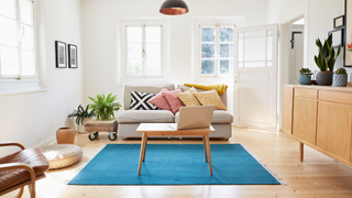 Living room with beech wooden floor boards