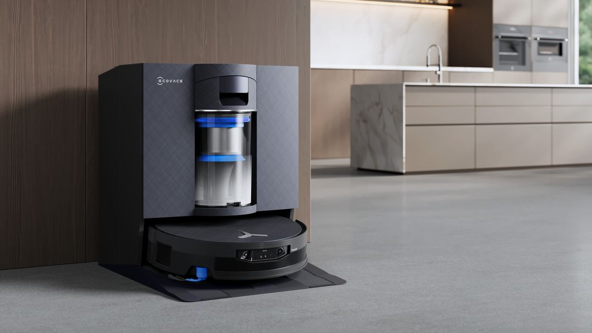 Ecovacs Deebot X12 OmniCyclone robot vacuum in charging dock