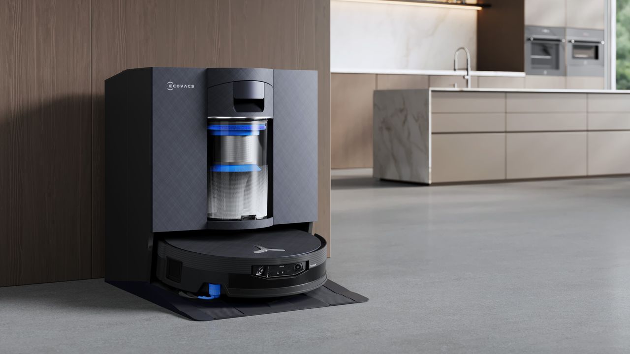 Ecovacs Deebot X12 OmniCyclone robot vacuum in charging dock
