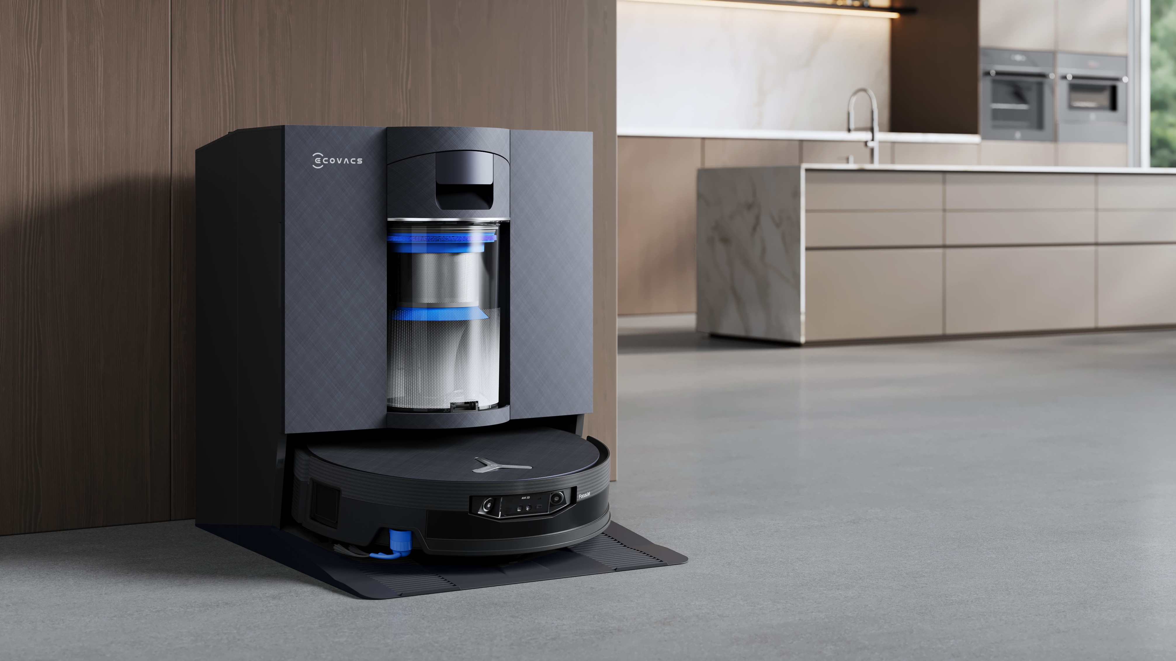 Ecovacs Deebot X12 OmniCyclone robot vacuum in charging dock