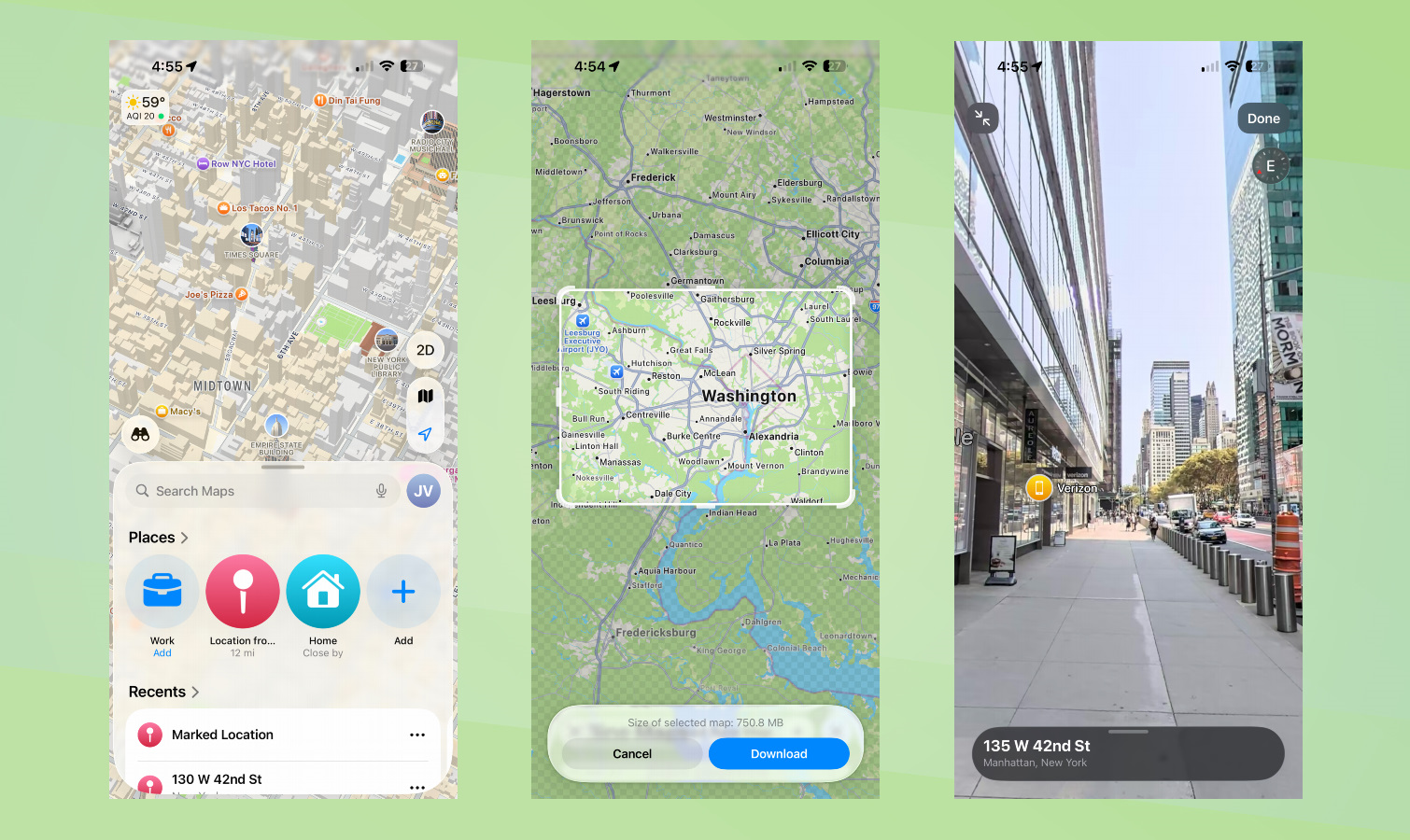 Apple Maps Driving Features screenshots.