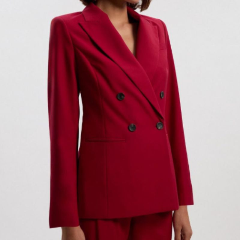 red double-breasted blazer