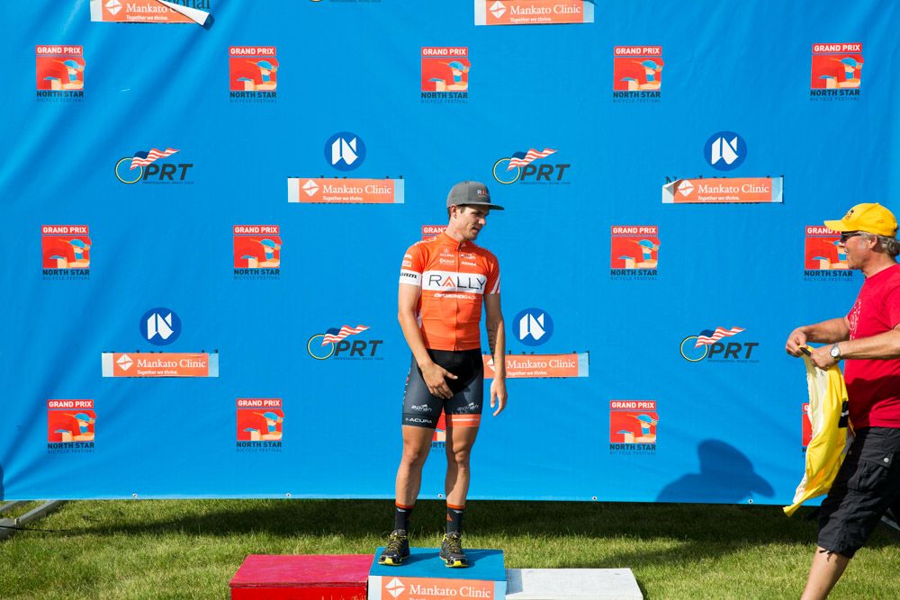Evan Huffman (Rally Cycling) takes possession of the overall lead.