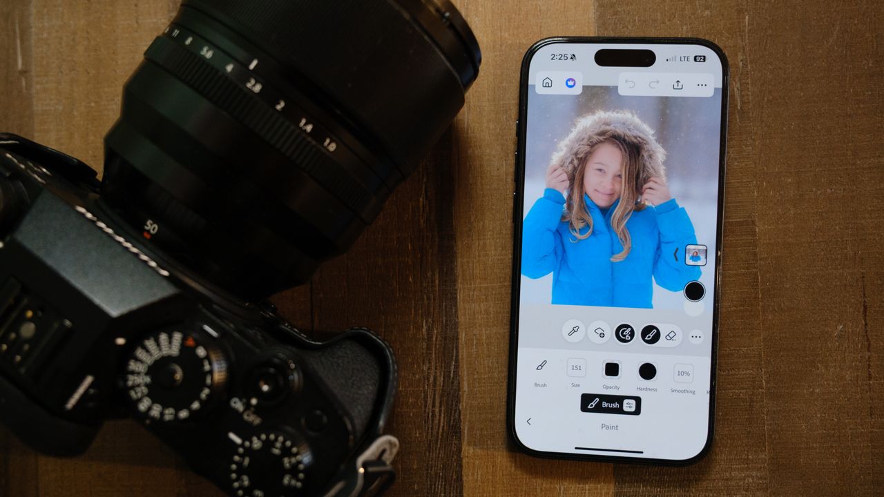The mobile Photoshop app on an iPhone