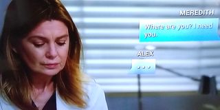 Grey's Anatomy Season 16 Meredith texting Alex ABC