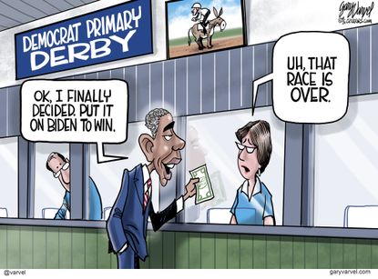 Political Cartoon U.S. Obama Biden endorsement