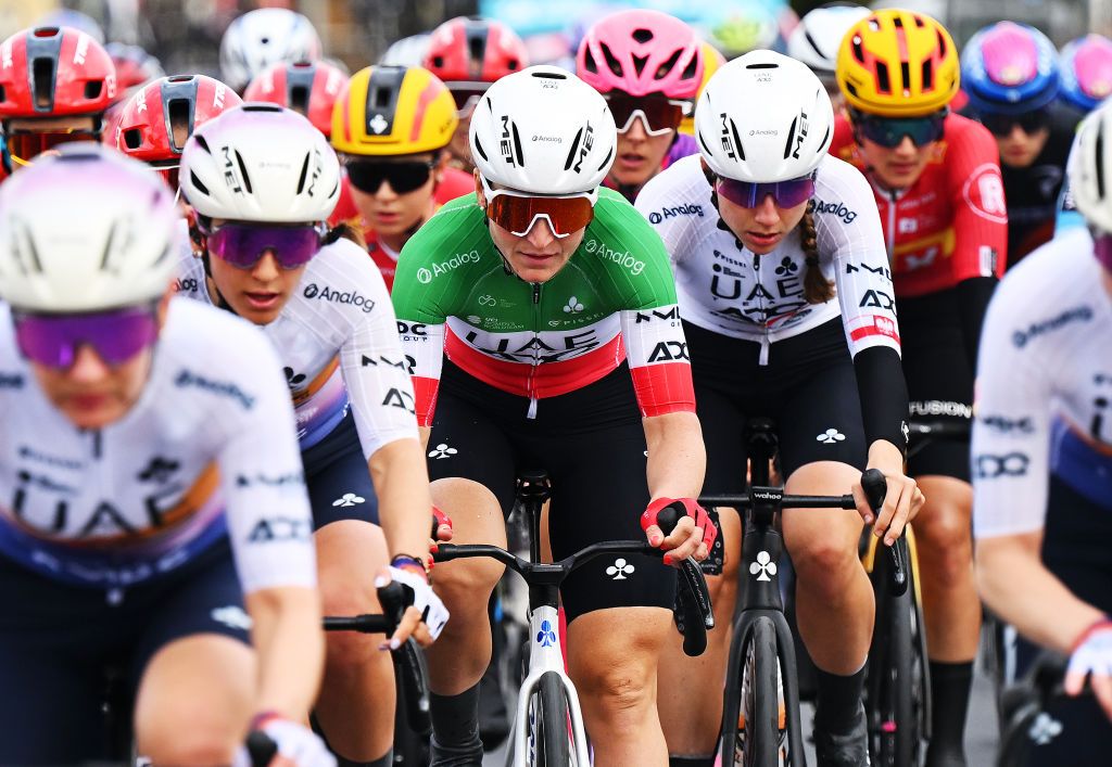 SANREMO ITALY MARCH 22 Elisa Longo Borghini of Italy and UAE Team ADQ competes during the 1st Sanremo Women 2025 a 156km one day race from Genova to Sanremo UCIWWT on March 22 2025 in Sanremo Italy Photo by Tim de WaeleGetty Images