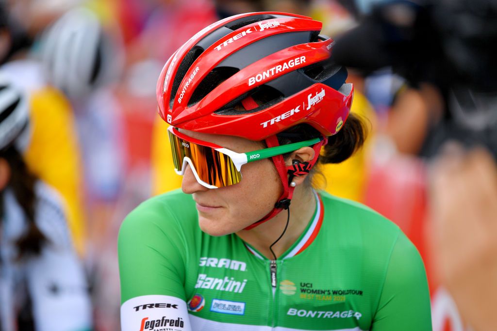 PLOUAY FRANCE AUGUST 30 Elisa Longo Borghini of Italy and Team Trek Segafredo prepares for the race prior to the 20th GP de Plouay Lorient Agglomration Trophe Ceratizit 2021 a 1504km one day race from Plouay to Plouay GrandPrixPlouay OuestFrance on August 30 2021 in Plouay France Photo by Luc ClaessenGetty Images