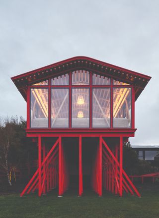 Red timber cabin in Chile