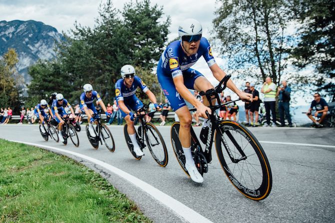 Quick-Step Floors on their way to victory in the men's team time trial