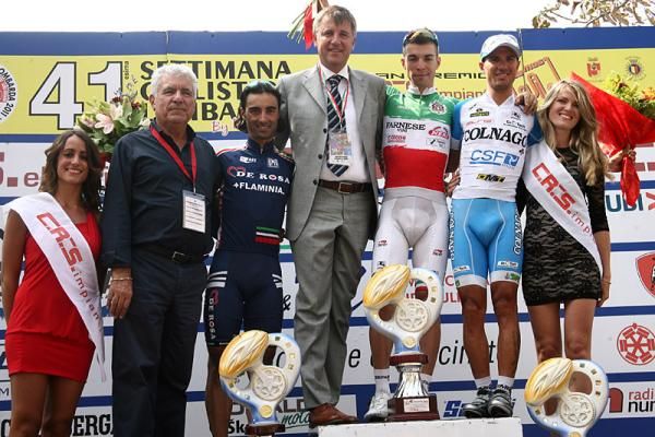 Stage four podium (l-r): Giuseppe De Maria (De Rosa-Ceramica Flaminia), Giovanni Visconti (Farnese Vini-Neri Sottoli) and Simone Stortoni (Colnago-CSF Inox)