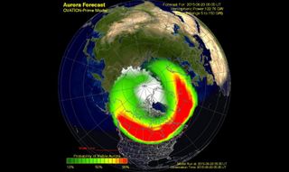 This aurora forecast map shows the likelihood of viewing the Northern Lights on Tuesday (June 23) in the wake of the geomagnetic storm.