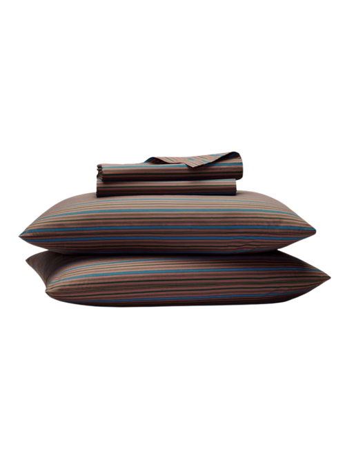 Classic Percale Core Sheet Set in 
Mahogany Skyline Stripe