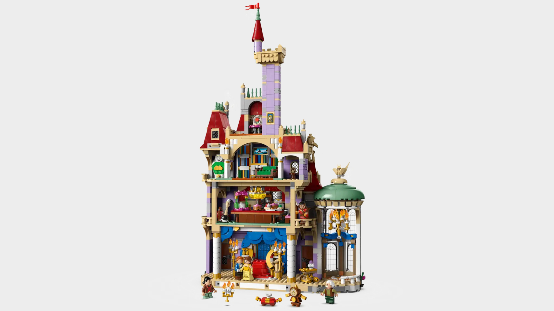 Lego Beauty and the Beast Castle back against a plain background