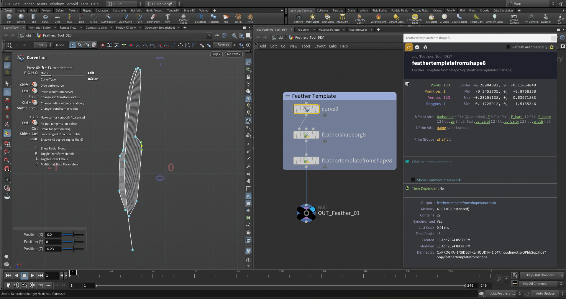 Follow Mario Leone's tutorial to use Houdini 20 feather tool, image 6
