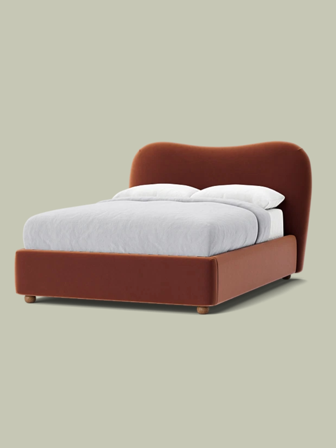 Loaf , Monroe Double Bed in Velvet - Quince Jam Red