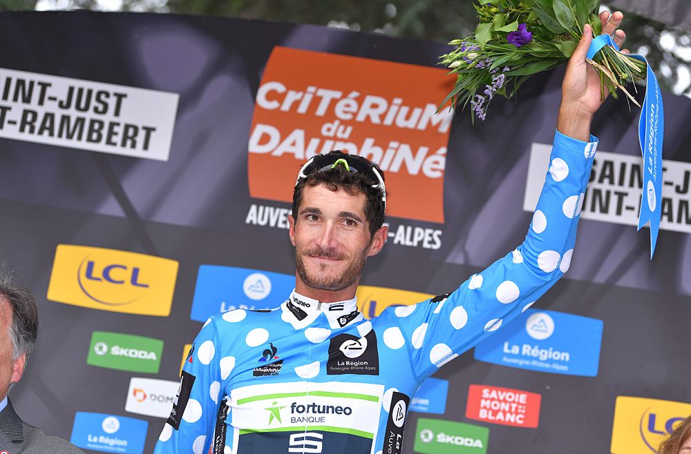 Brice Feillu (Fortuneo Samsic) in the mountain jersey after stage 1