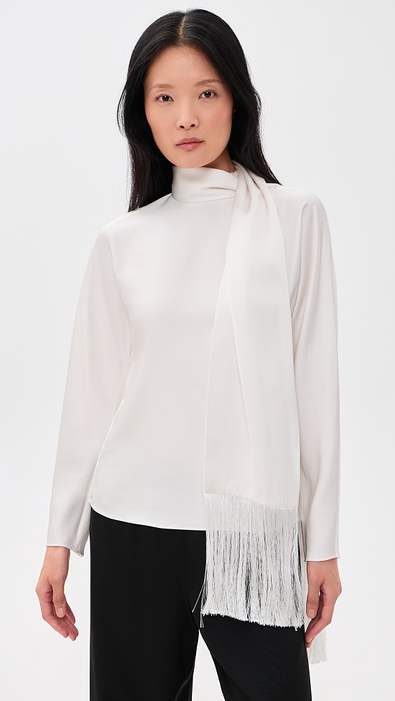 Leona Scarf Satin Top - White