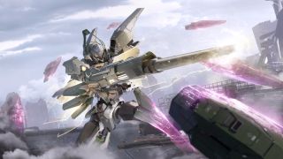 Mecha Break Matrix Credits: A mech holding a sniper rifle and crouching down to fire.