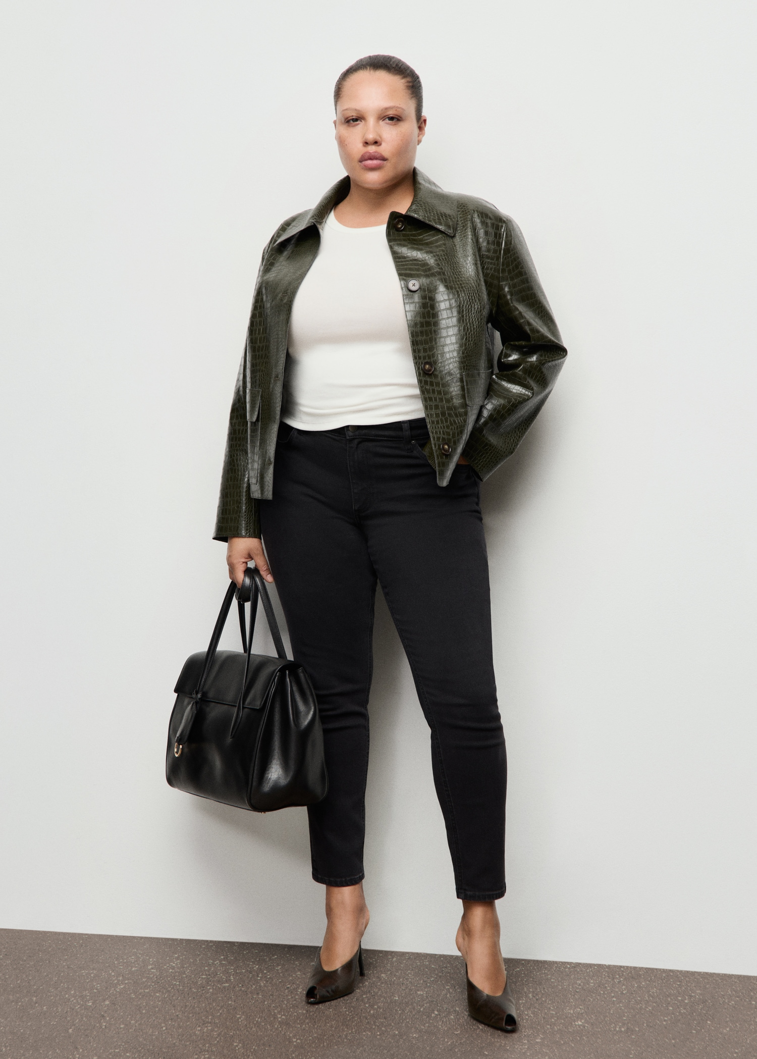 Croc-Effect Faux Leather Jacket - Women | Mango United Kingdom