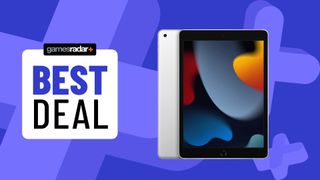 iPad on a blue background with best deals badge