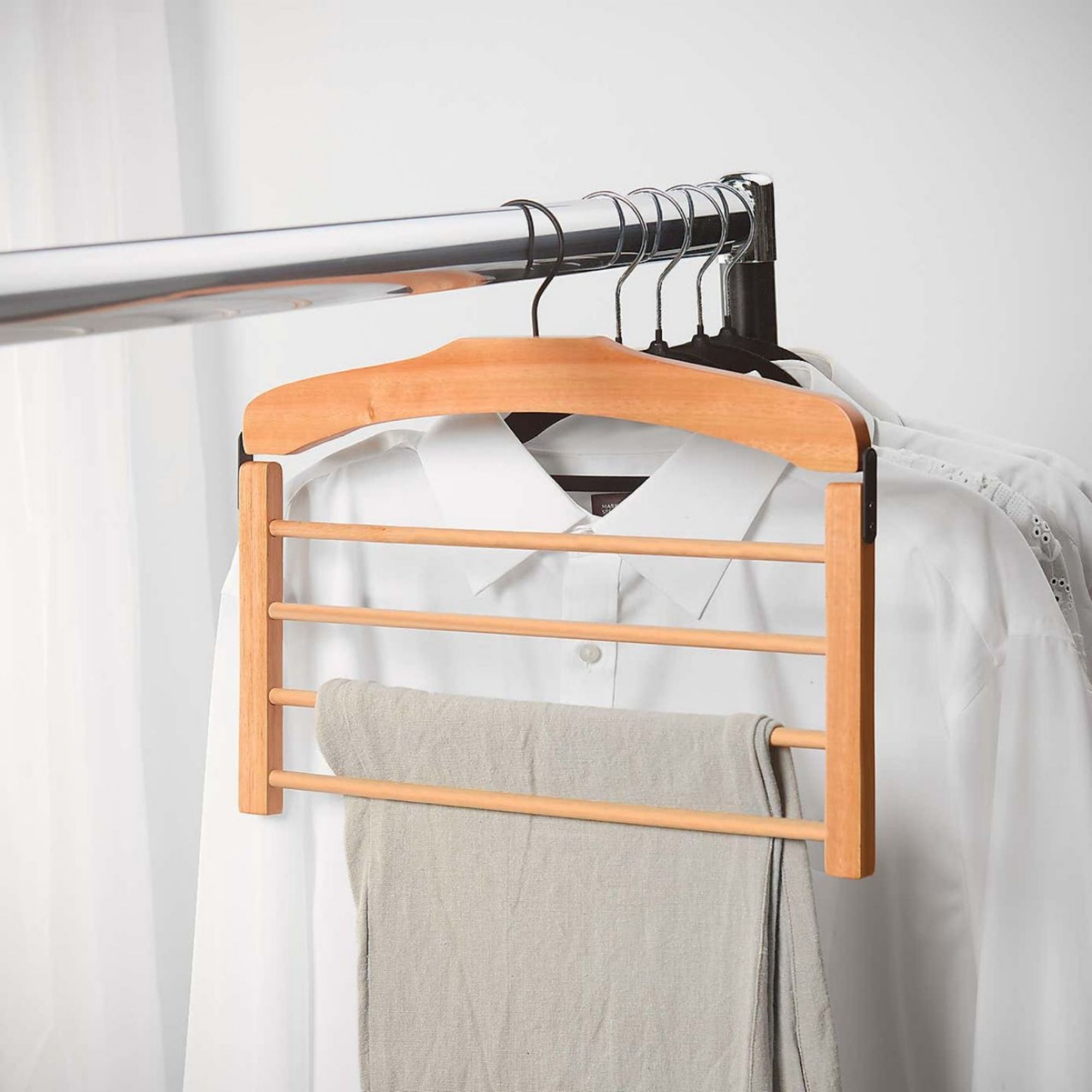 Wooden Black Multi Trouser Hanger