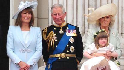 Carole Middleton royal inspired Carole Middleton, Eliza Lopes, Prince Charles, Prince of Wales, Camilla, Duchess of Cornwall and Lady Louise Windsor greet crowd of admirers from the balcony of Buckingham Palace on April 29, 2011 in London, England