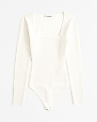 Long-Sleeve Ottoman Squareneck Bodysuit