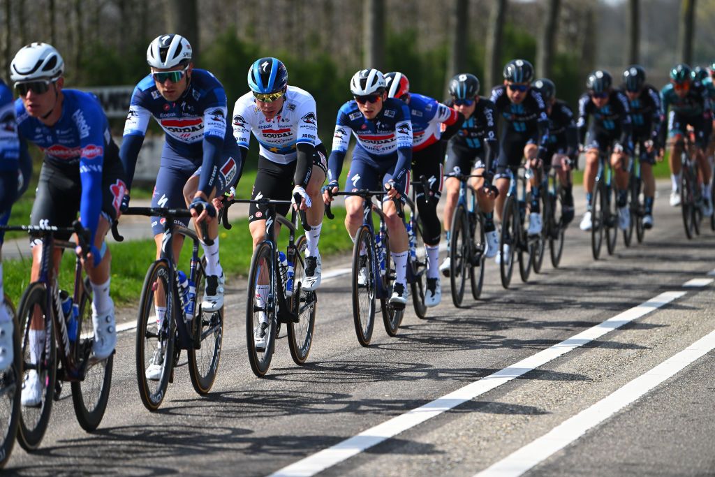 SCHOTEN BELGIUM APRIL 05 Fabio Jakobsen of The Netherlands and Team Soudal Quick Stepcompetes during the 111th Scheldeprijs 2023 Mens Elite a 2053km one day race from Terneuzen to Schoten on April 05 2023 in Schoten Belgium Photo by Luc ClaessenGetty Images