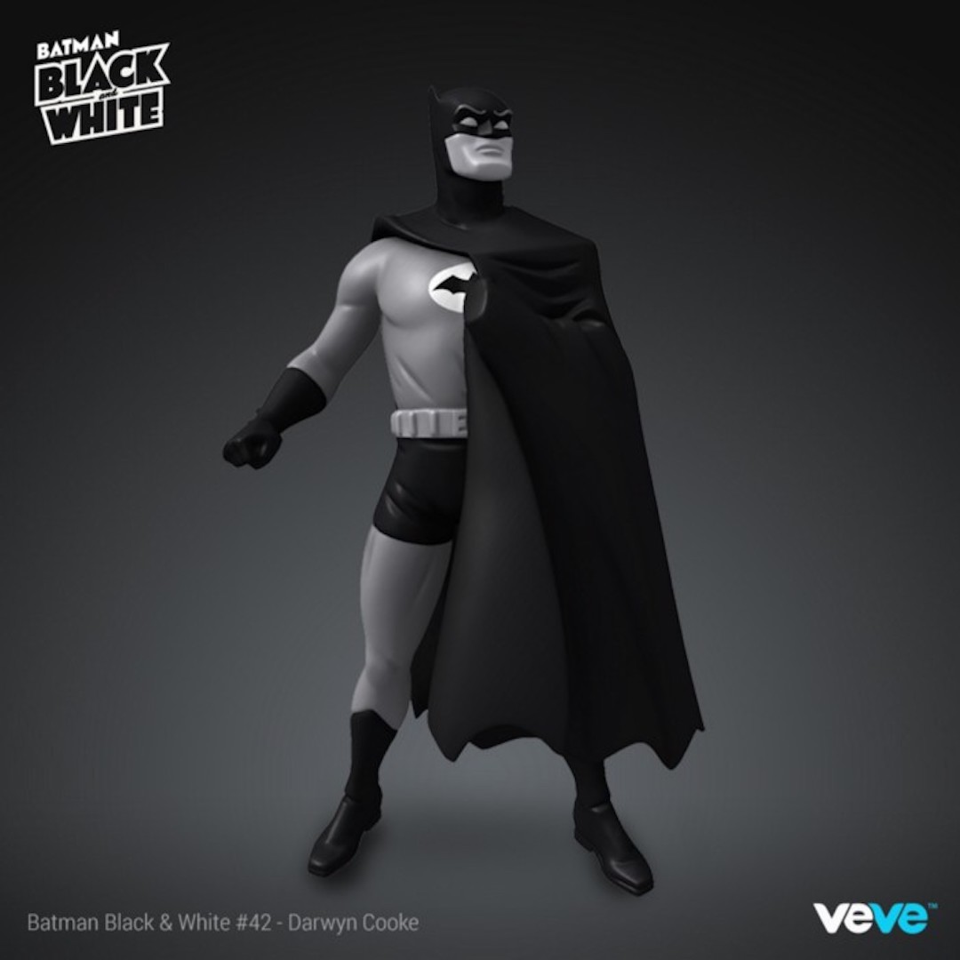 estatua digital de Batman NFT en blanco y negro