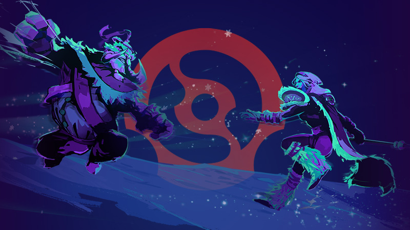 Art of two characters fighting from Dota 2.