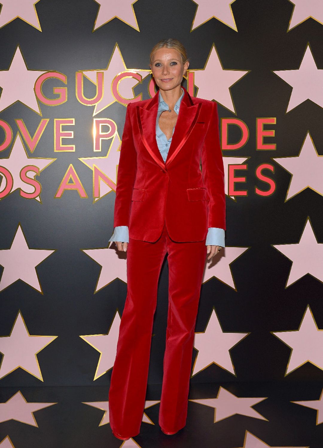 Gwyneth Paltrow in her red Tom Ford suit