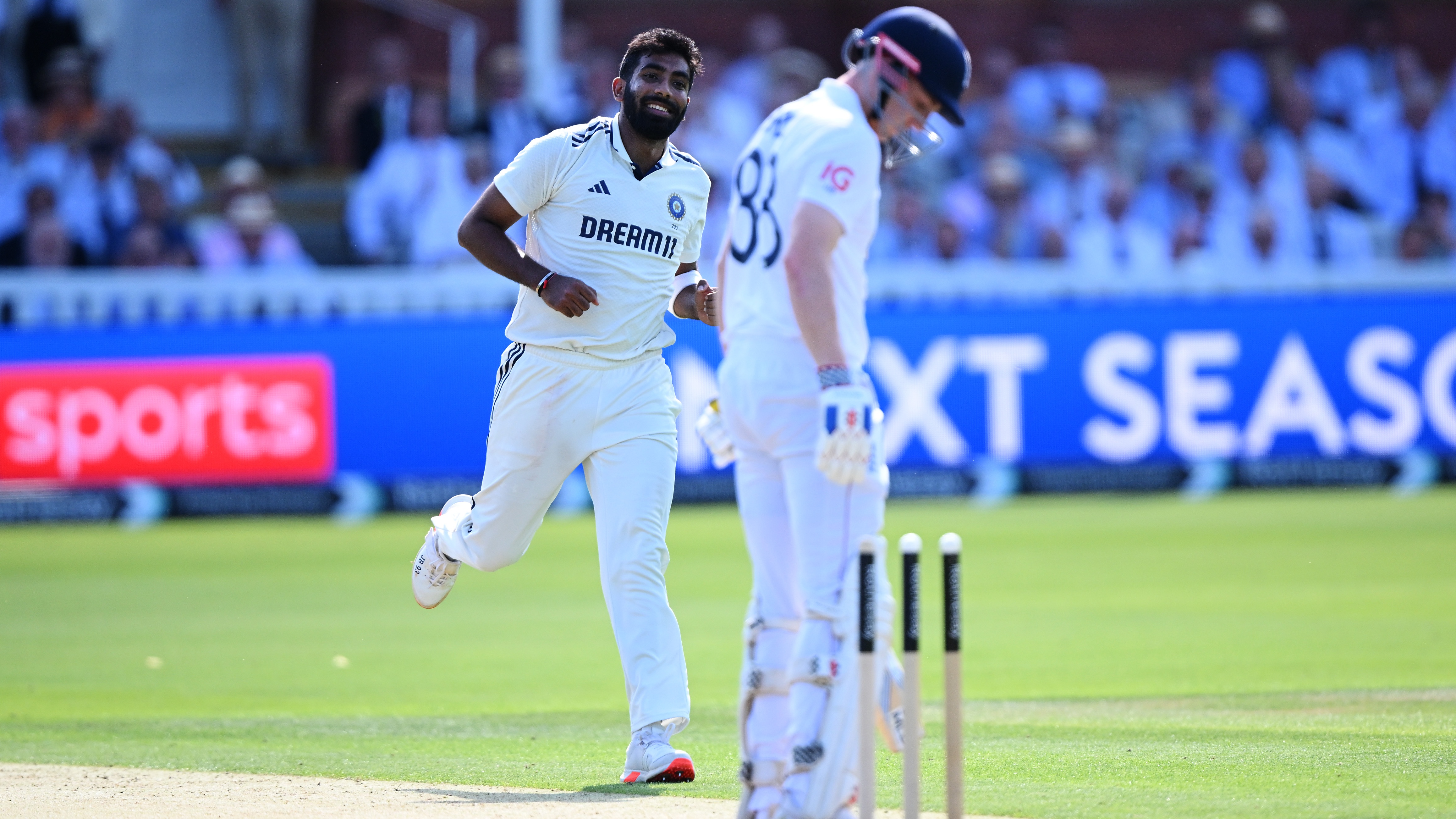 Jasprit Bumrah bowls Harry Brook on Day 1 of England vs India