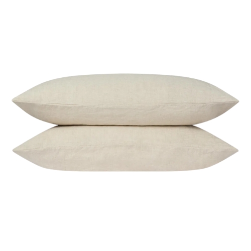 Piglet in Bed, Oatmeal Linen Blend Pillowcases (pair)