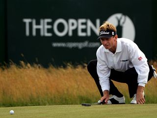 Brad Faxon lining up a putt at The Open Championship at St. Andrews
