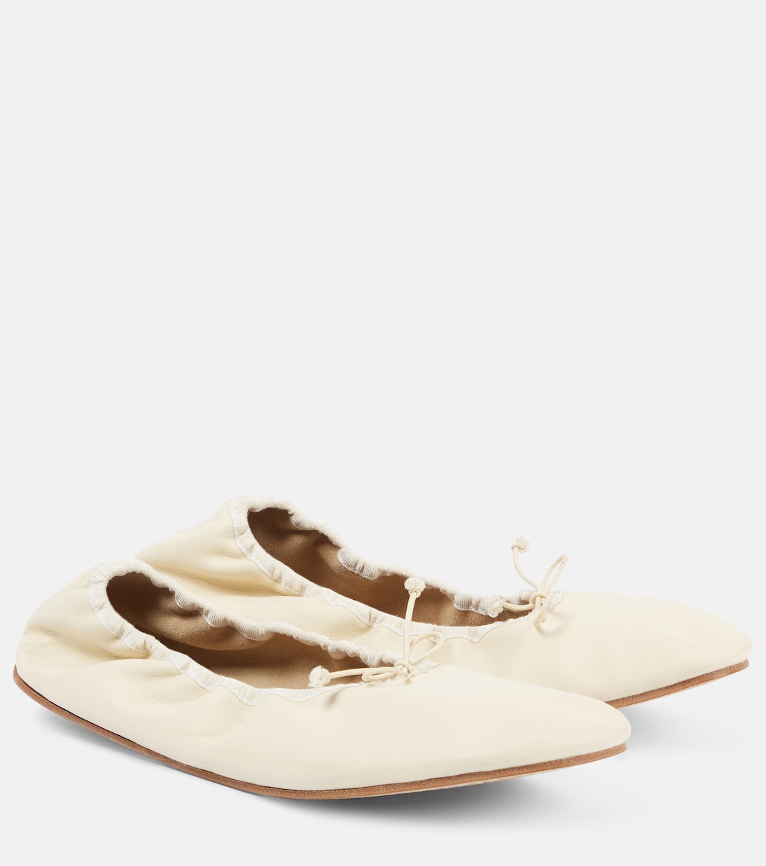 Leather Ballet Flats in White - The Row