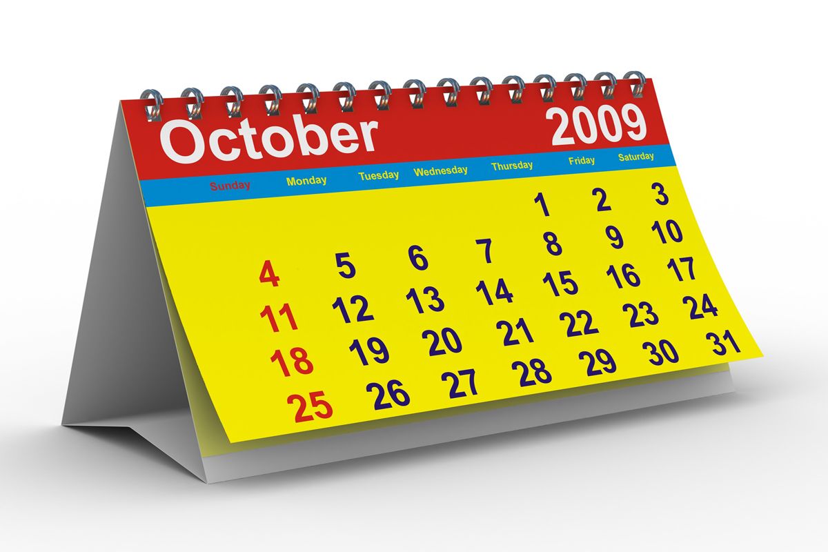 Calendar open on October 2009