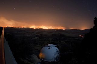 This view of the Rock House wildfire was shot on the night of April 9 overlooking the dome of the 3-foot (0.9-m) telescope.