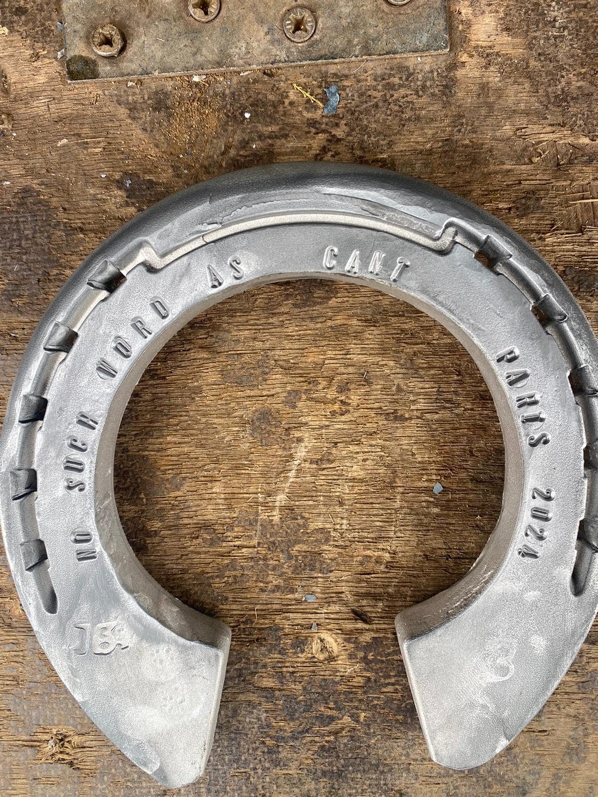 Joe Stockdale's horseshoe reads &amp;quot;No such word as can't&amp;quot;, which was his late father Tim Stockdale's motto.