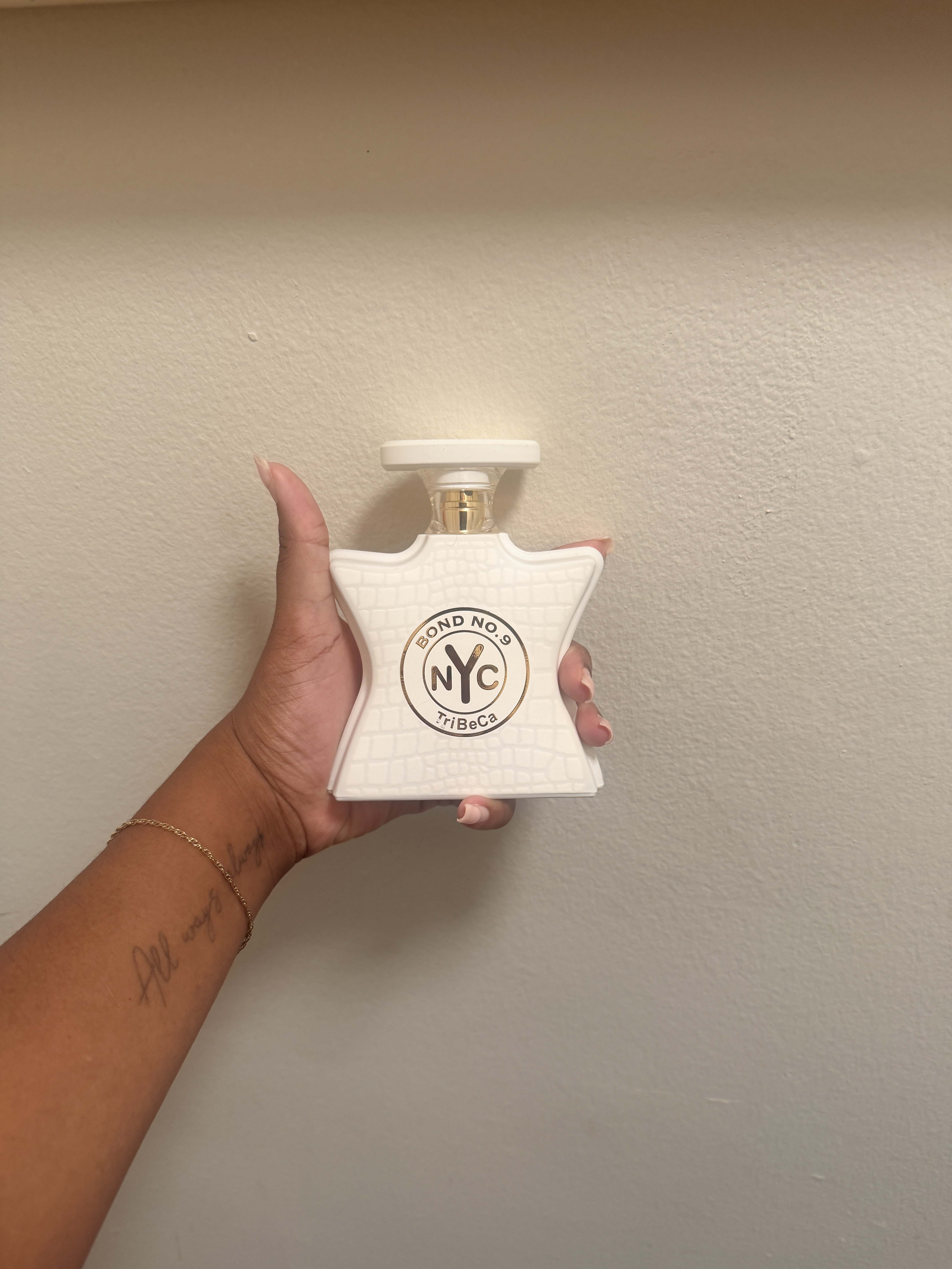 Ariel Baker testing Bond No. 9 New York Tribeca.