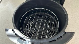 A rack placed inside an air fryer