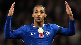 Joao Pedro of Chelsea reacts during the Premier League match between Tottenham Hotspur and Chelsea at Tottenham Hotspur Stadium on November 01, 2025 in London, England.