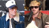 Tom Brady and Logan Paul split image.