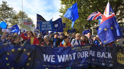 Pro-EU activists call for a government U-turn on Brexit at a protest in London last month