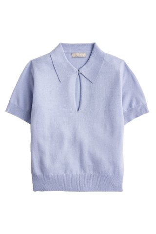 J.Crew Short-Sleeve Keyhole Sweater in Merino Wool Blend